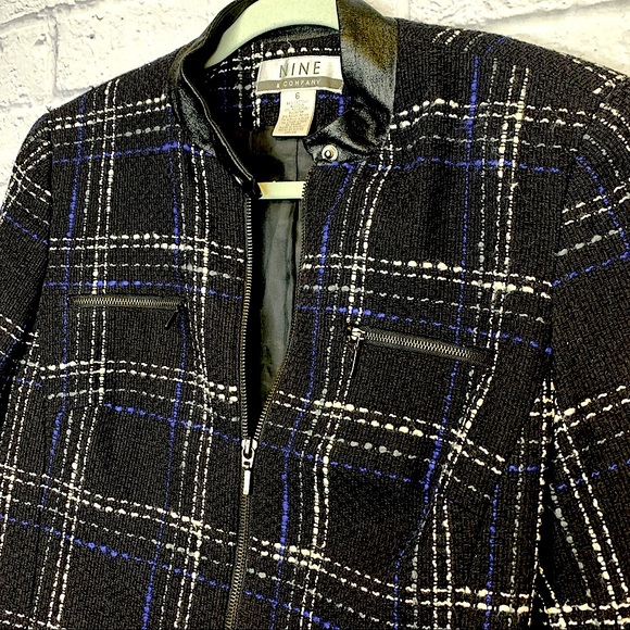 9&Co Classy Plaid Tweed Moto Jacket - Picture 2 of 3
